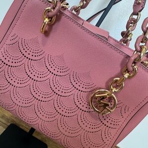 Michael Kors Sofia Perforated Leather Tote in Rose Pink
